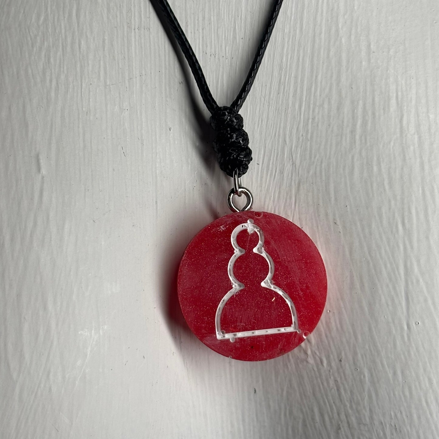 Red Pawn - Handmade Resin Chess Necklace