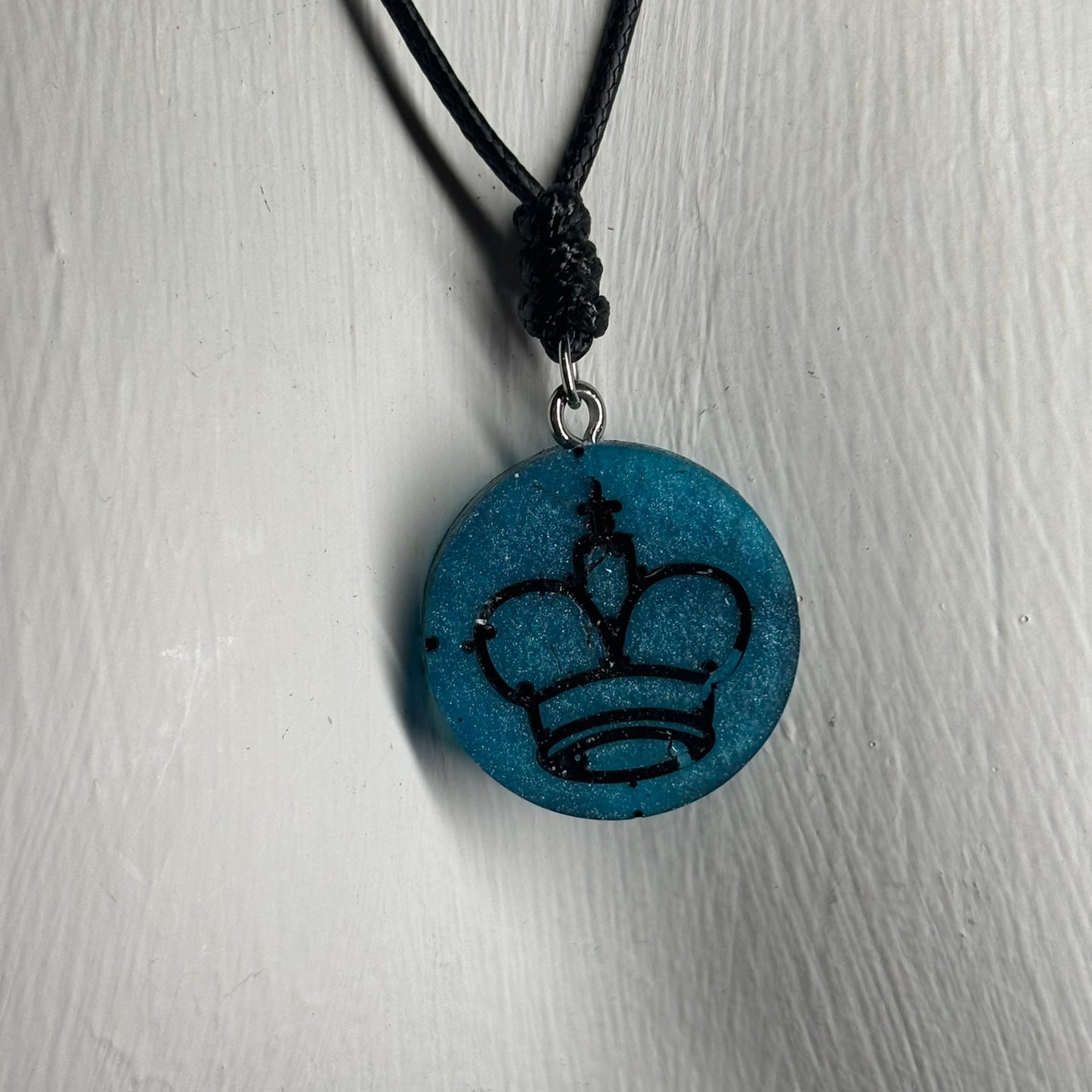 Blue King - Handmade Resin Chess Necklace