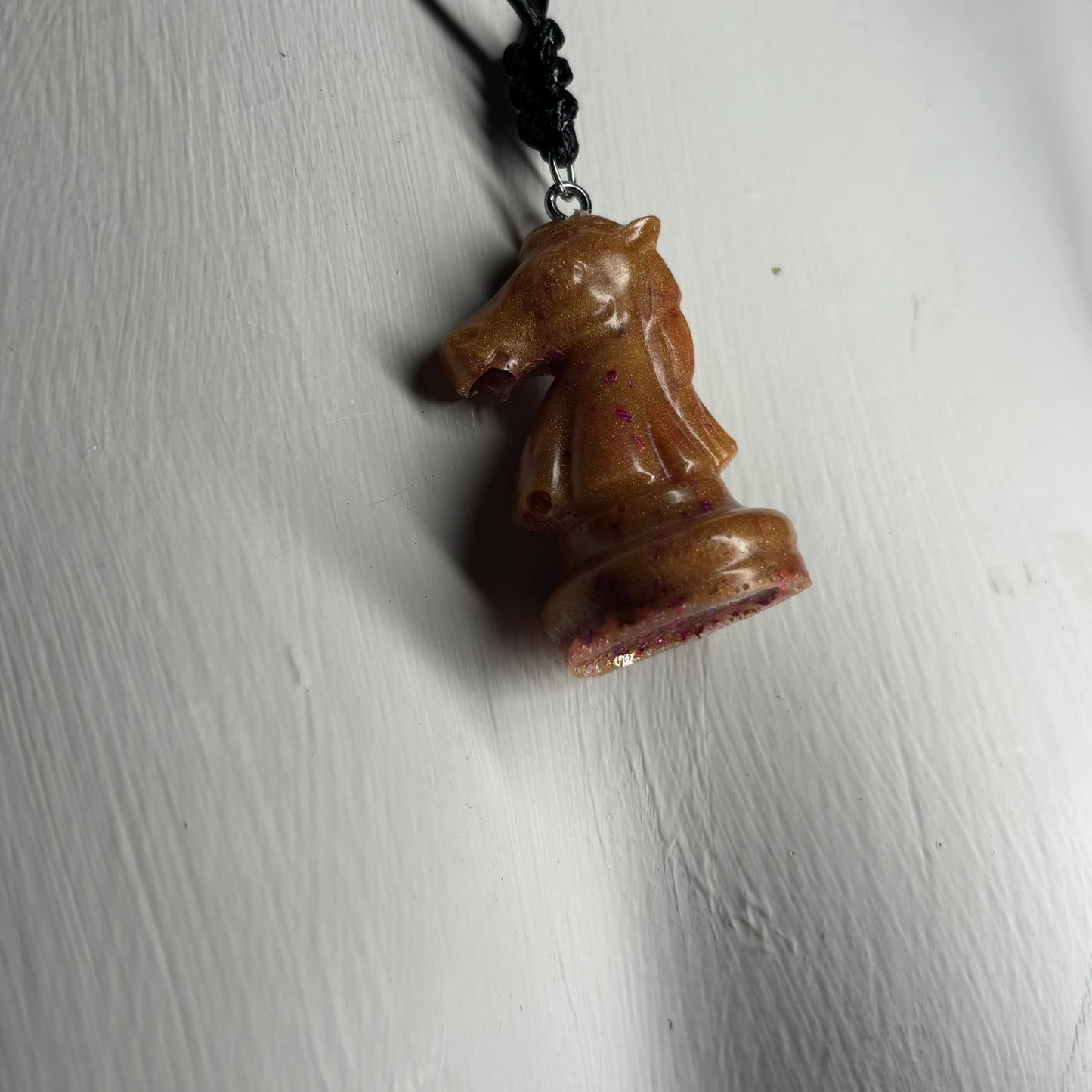 Golden Purple Knight - Handmade Resin Chess Necklace