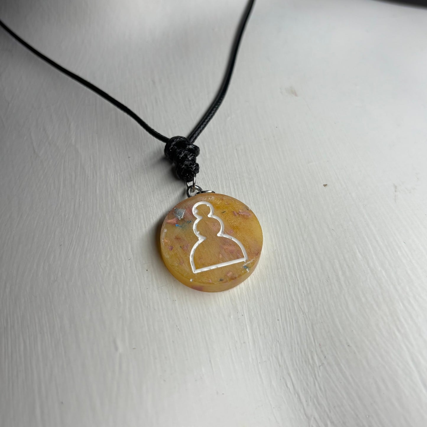 Fancy Yellow Pawn - Handmade Resin Chess Necklace