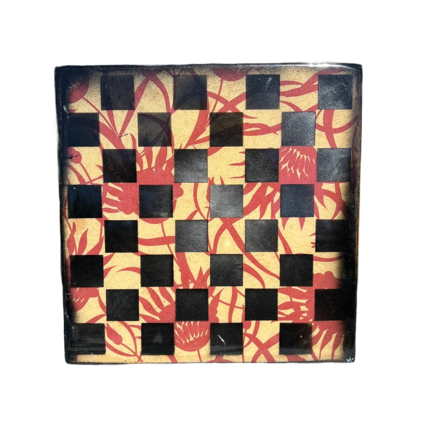 Yellow & Red Vintage Pattern - Resin Coated Chess Board