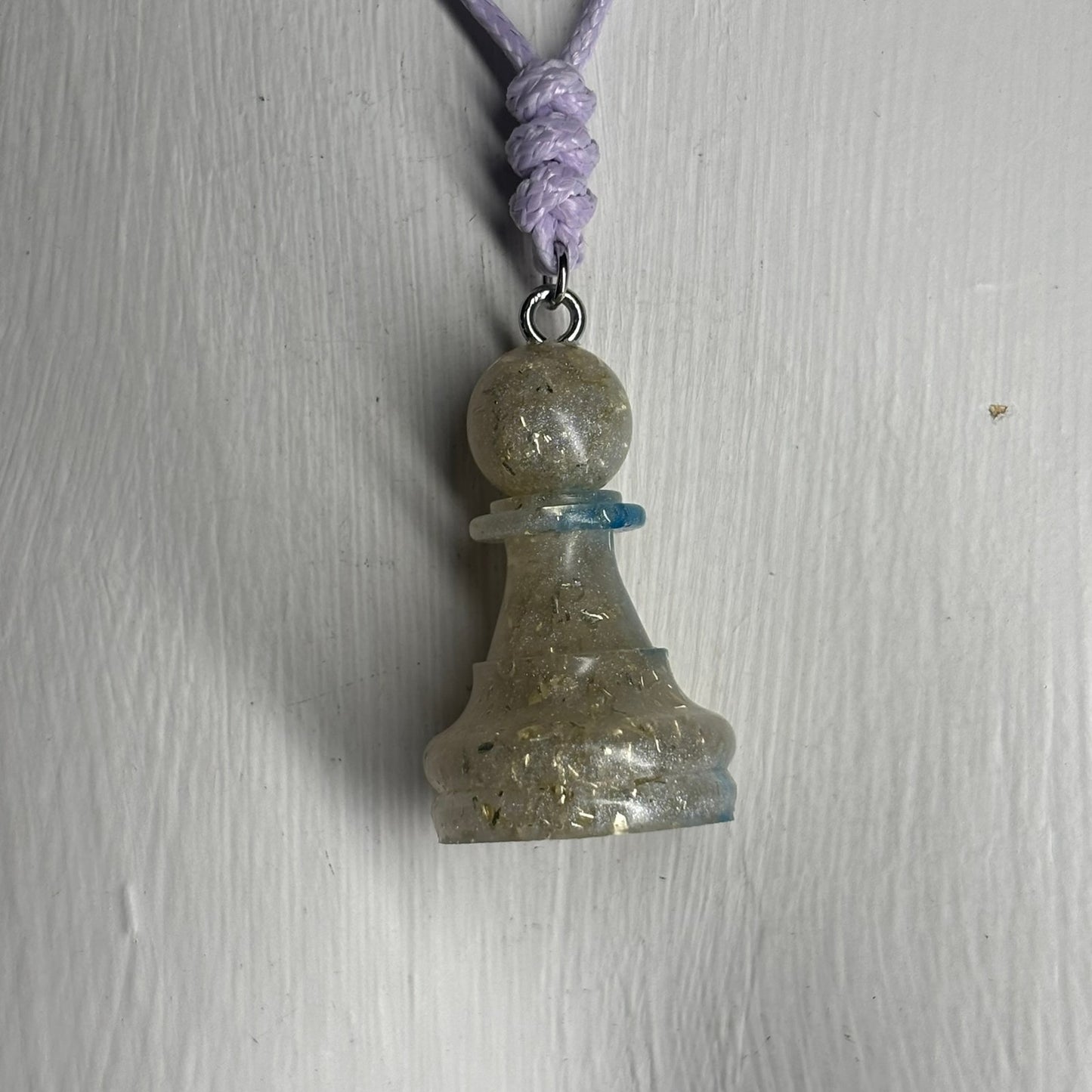 White Crystal Pawn - Handmade Resin Chess Necklace