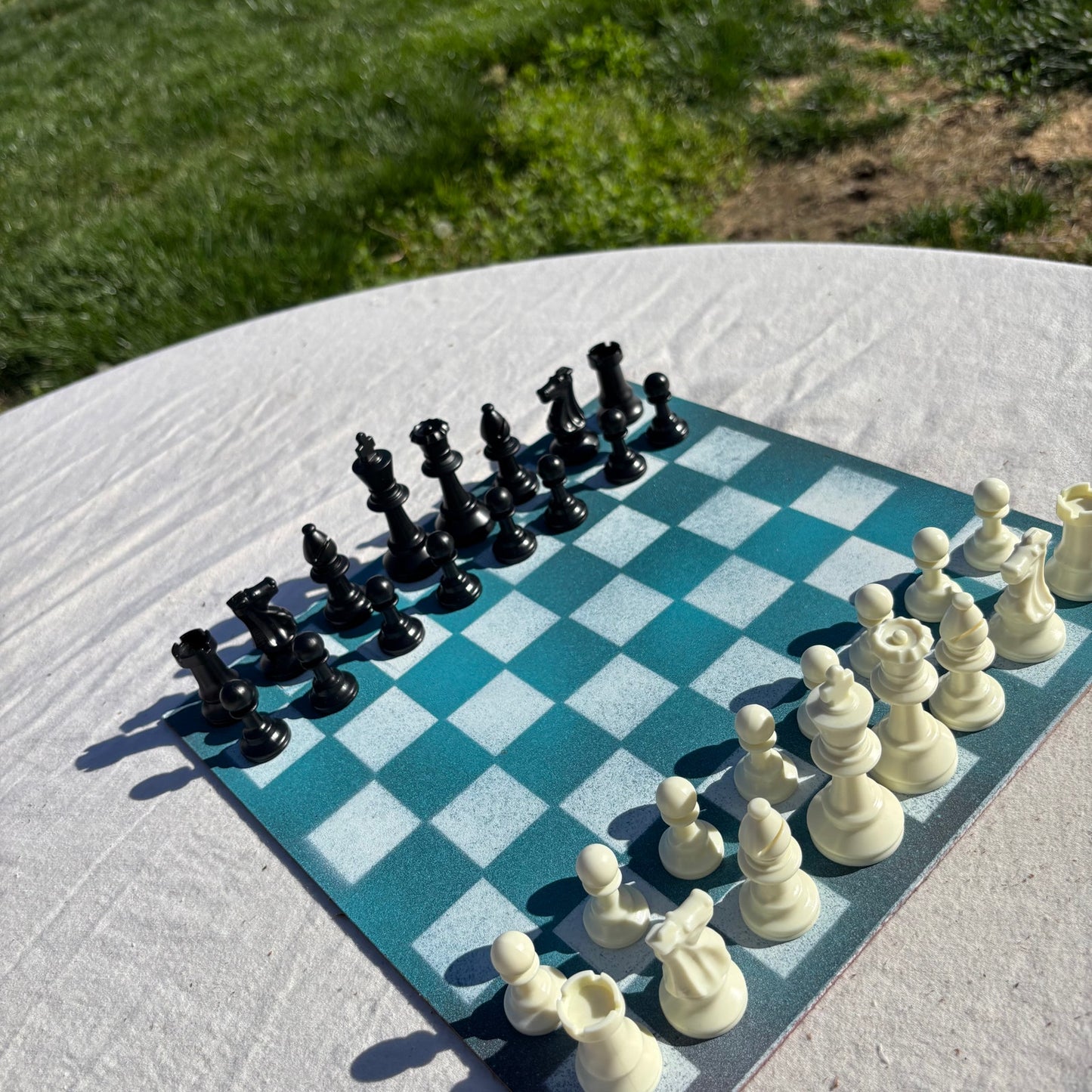 Aqua Green - Painted Chess Set