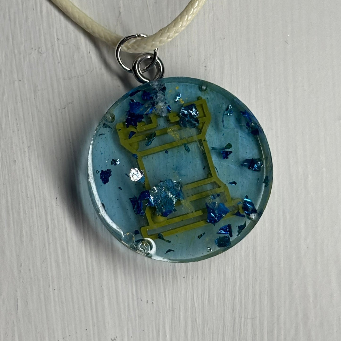 Cool Blue Rook - Handmade Resin Chess Necklace