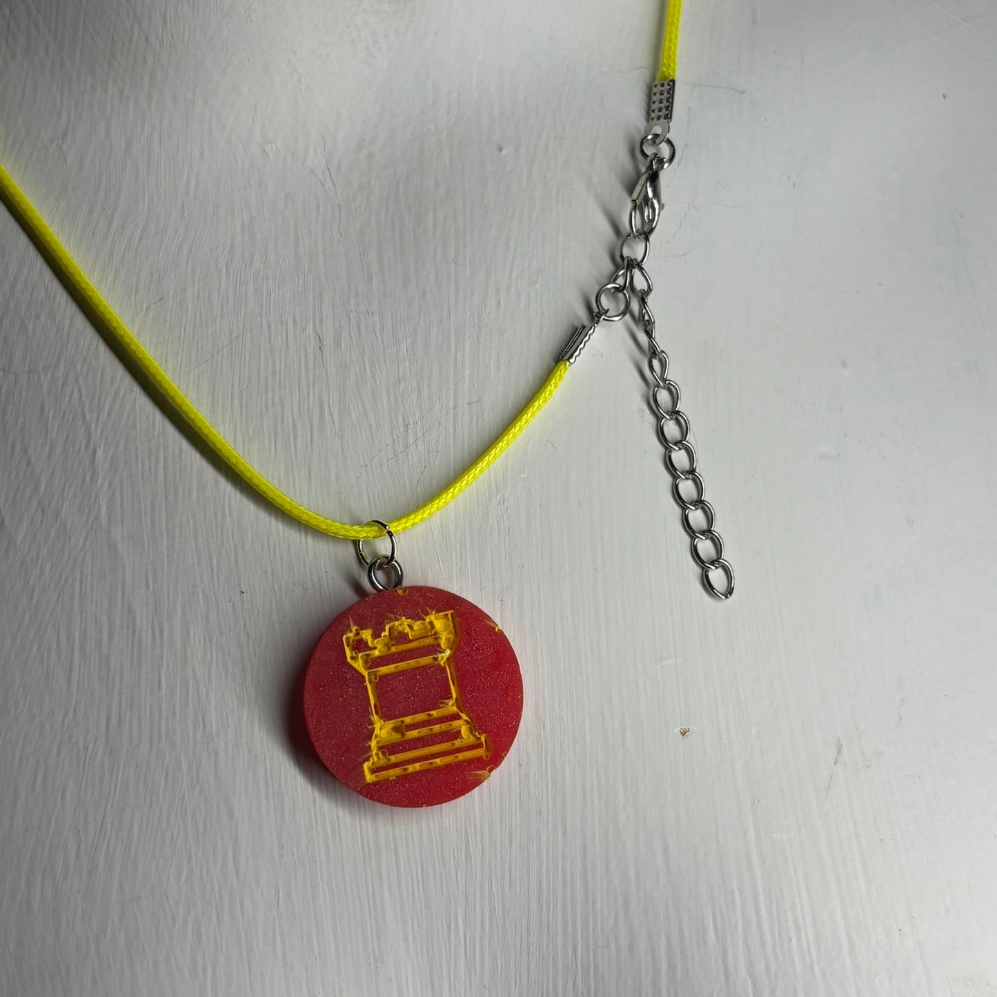 Banana Red Rook - Handmade Resin Chess Necklace