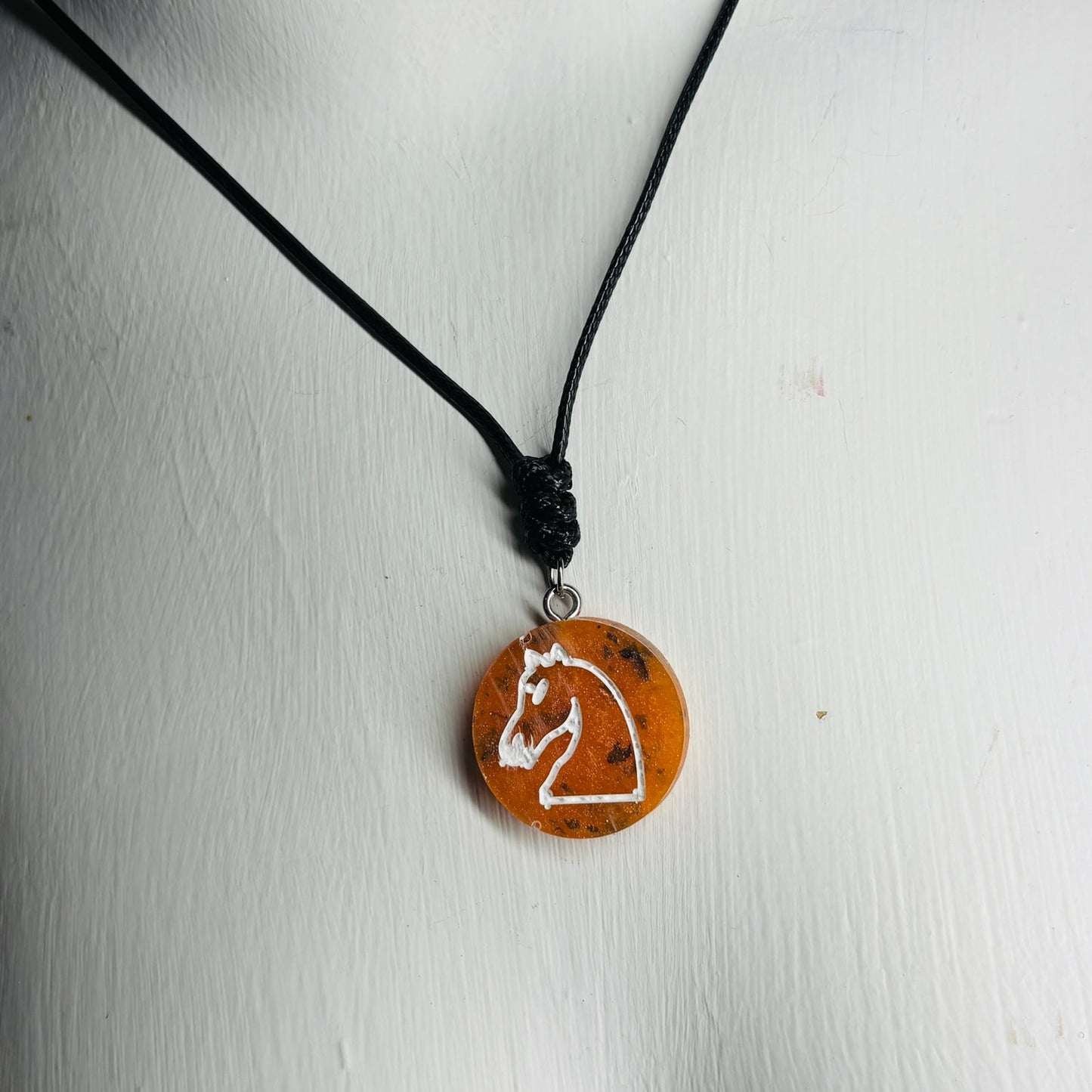 Orange Tiger Knight - Handmade Resin Chess Necklace