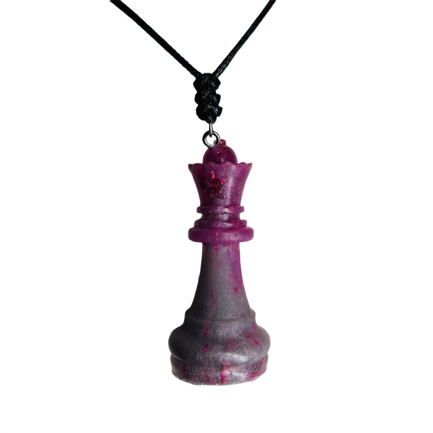 Purple Crystal Queen - Handmade Resin Chess Necklace