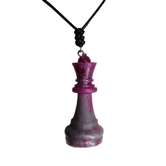 Purple Crystal Queen - Handmade Resin Chess Necklace