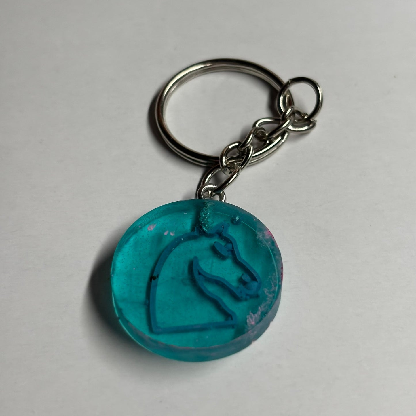 Blue Pink Knight - Handmade Resin Keychain - Flat Edition