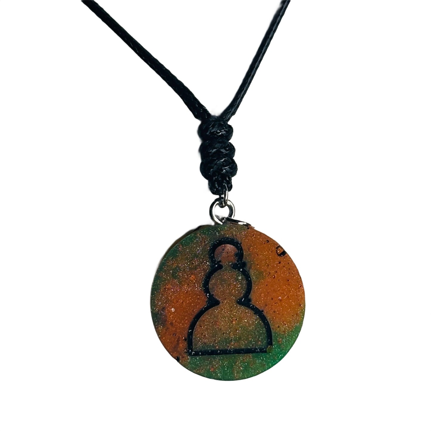 Orange Rook - Handmade Resin Chess Necklace
