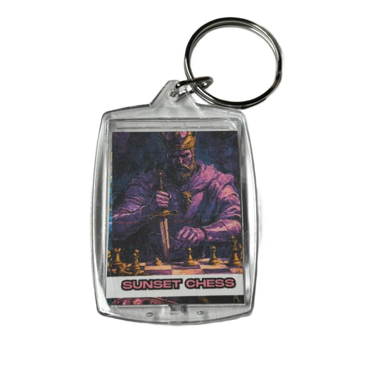The Purple King - Sunset Chess Photo Keychain