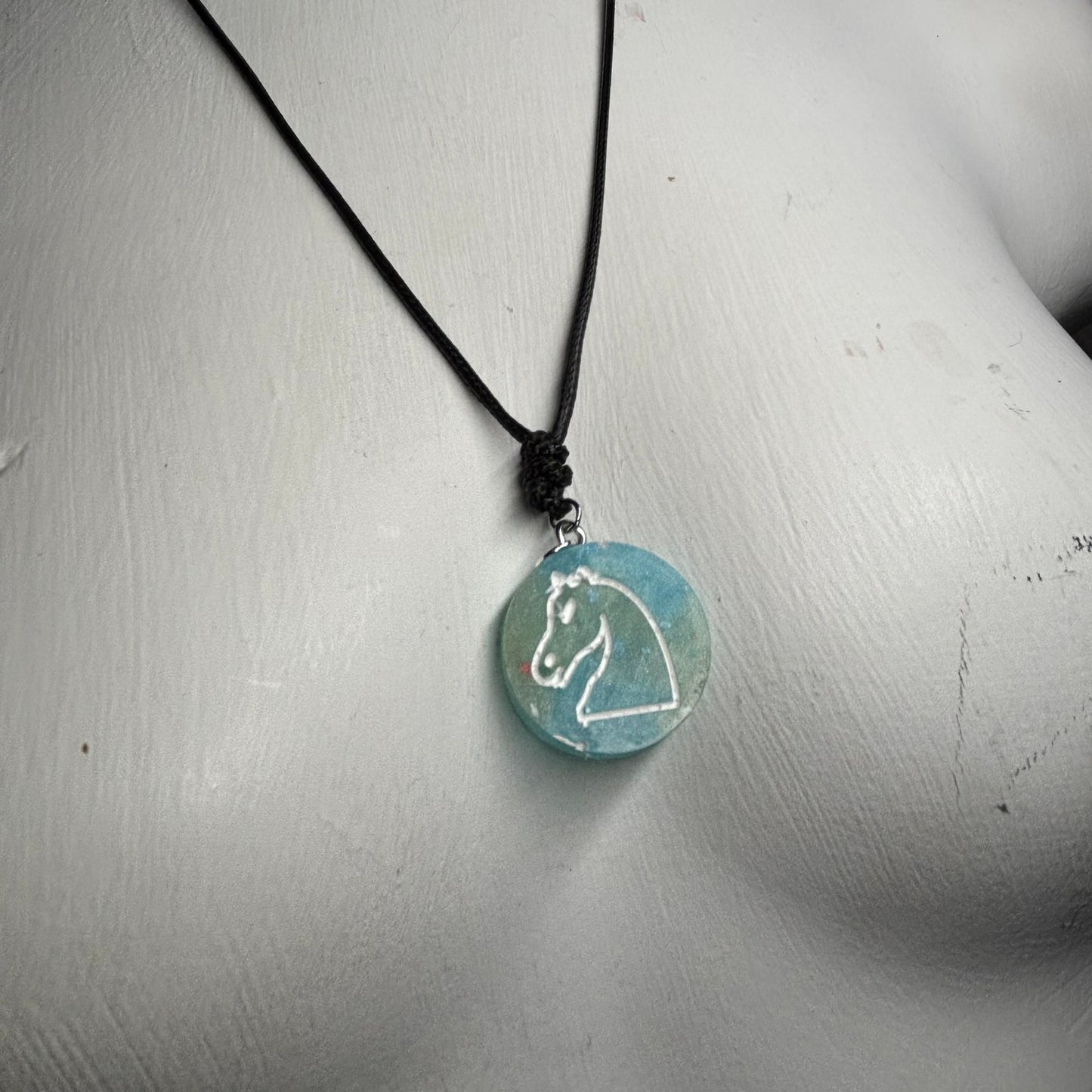 Bright Blue - Handmade Resin Chess Necklace