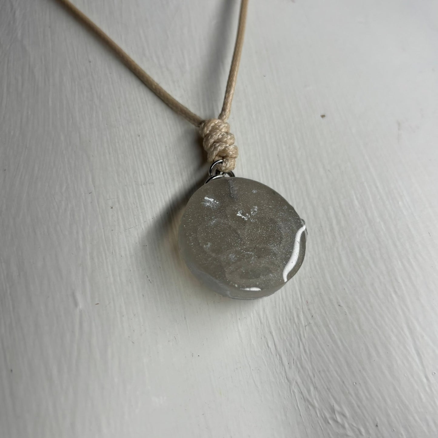 Cream Clear King - Handmade Resin Chess Necklace