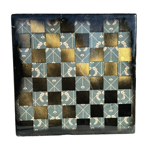 Blue Vintage Pattern - Resin Coated Chess Board
