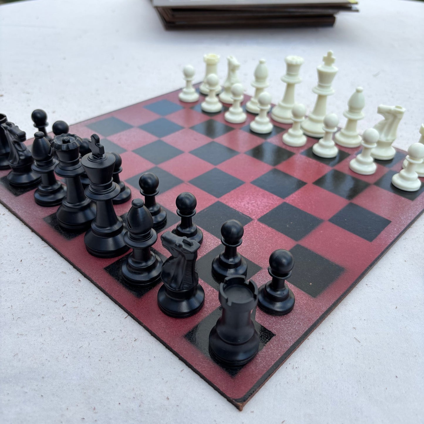 Burgundy Red - Painted Chess Set