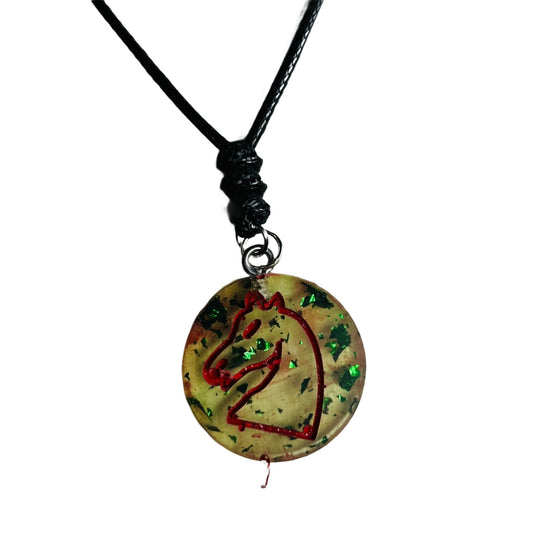 Dirty Green Knight - Handmade Resin Chess Necklace