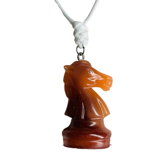 Vintage Orang Knight - Handmade Resin Chess Necklace