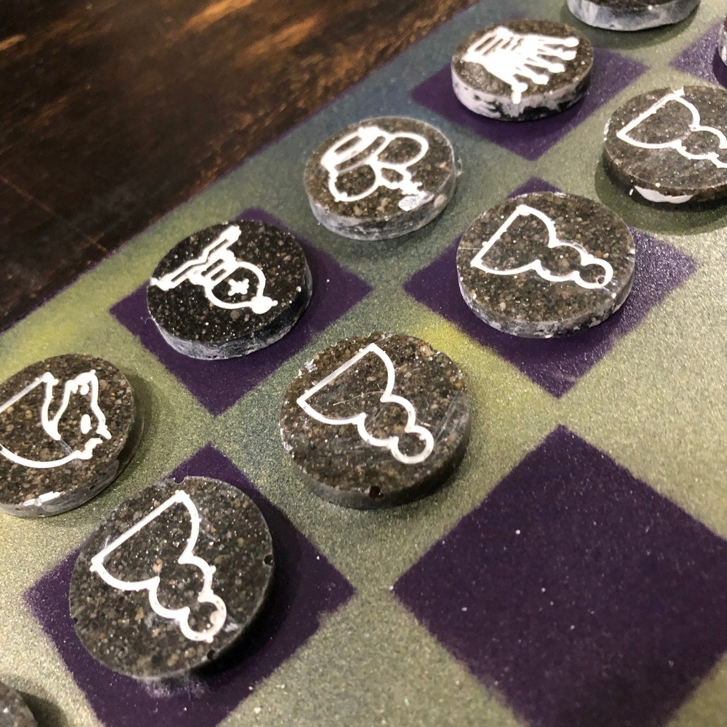 Vintage Purple & Green - Painted Chess Set