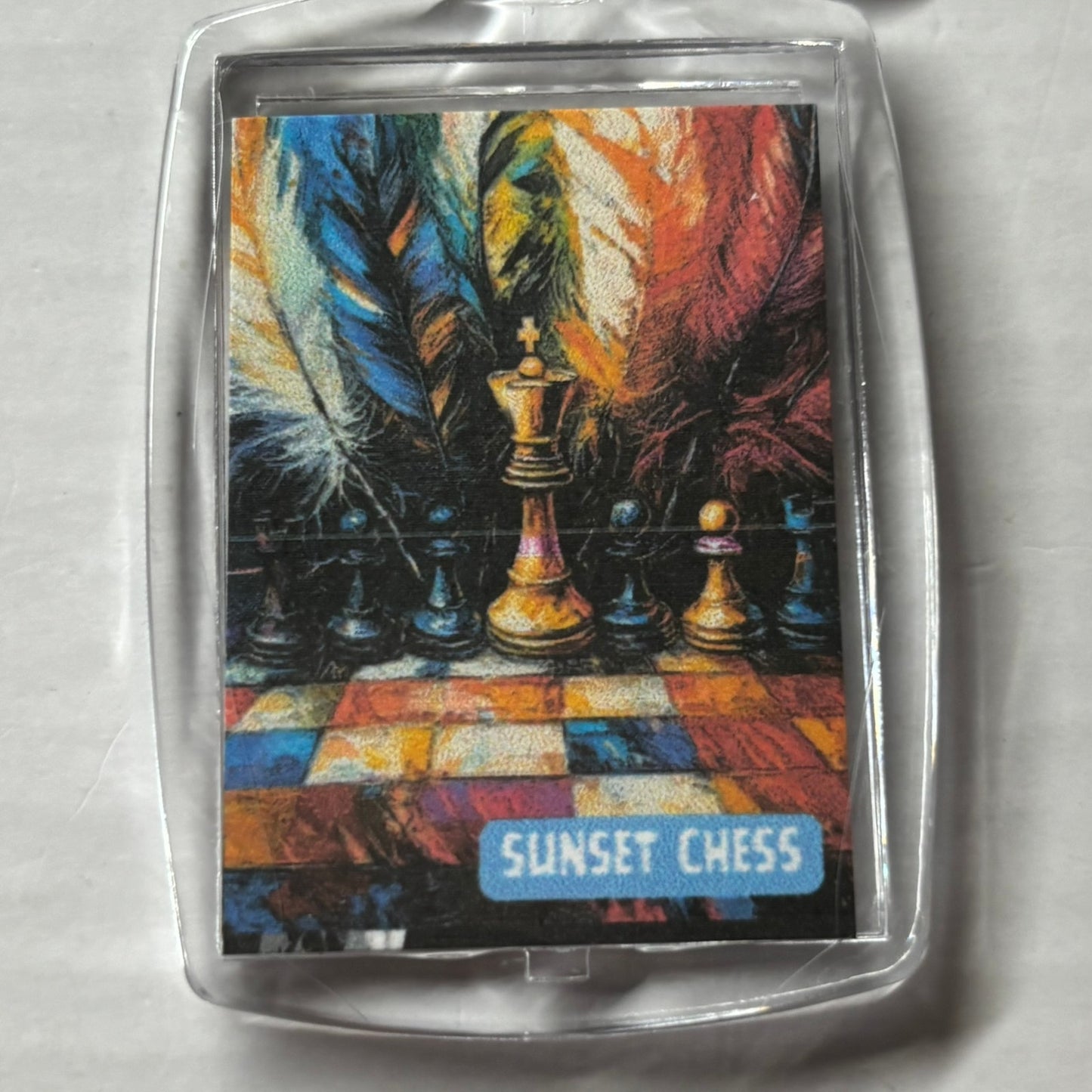 Colored Feathers - Chess  Photo Keychain