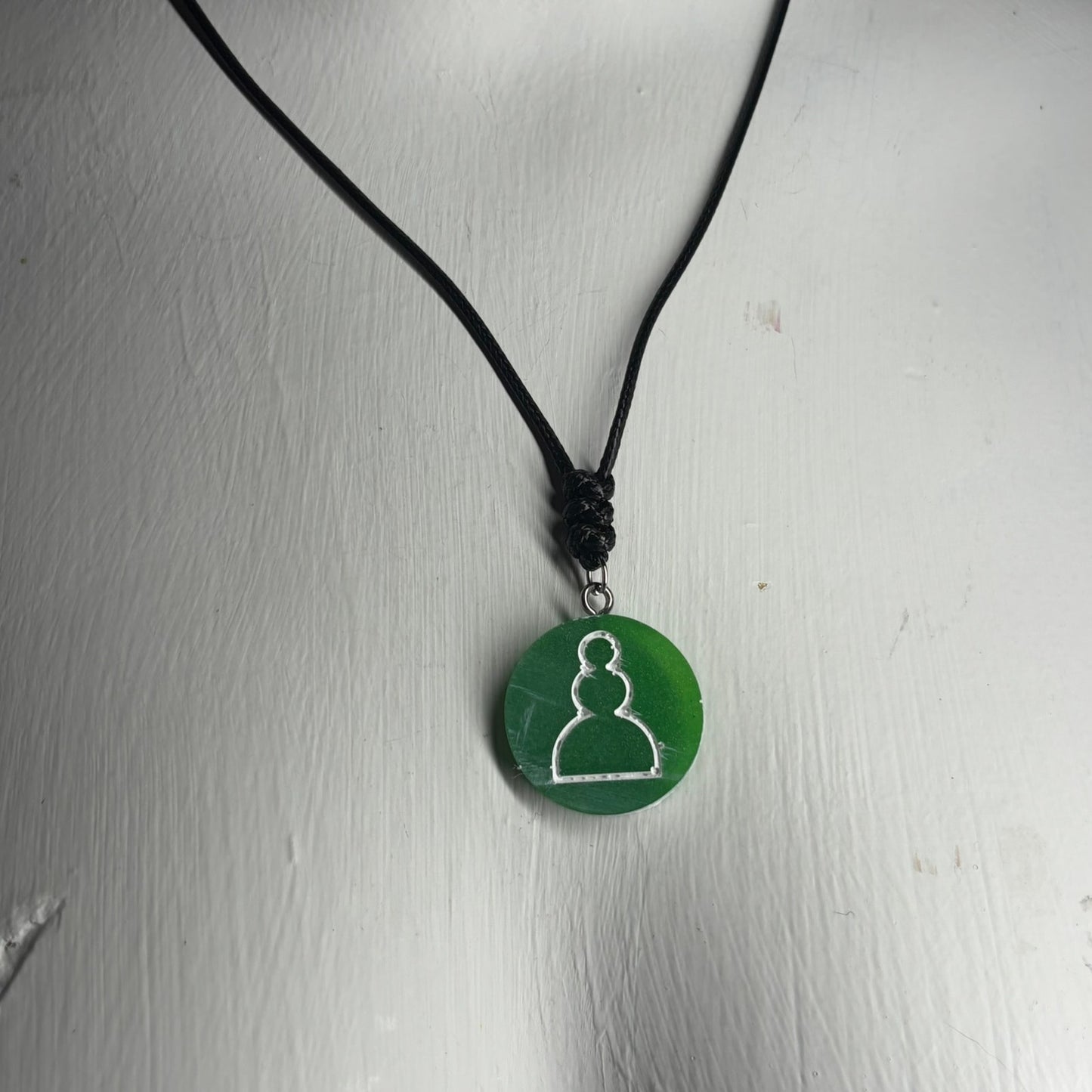 Simple Green Pawn - Handmade Resin Chess Necklace