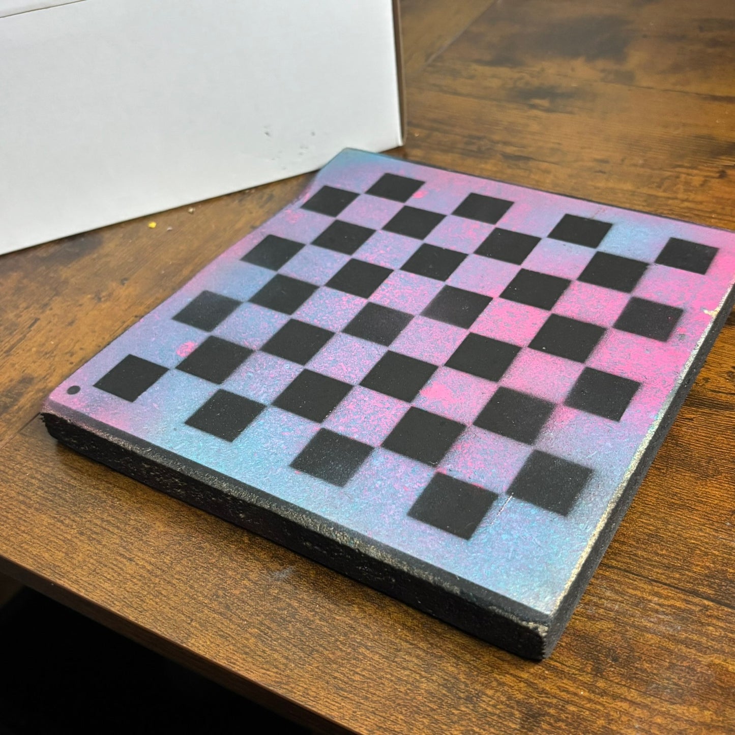 Pink & Blue Mix - Painted Double Sided Chess Board