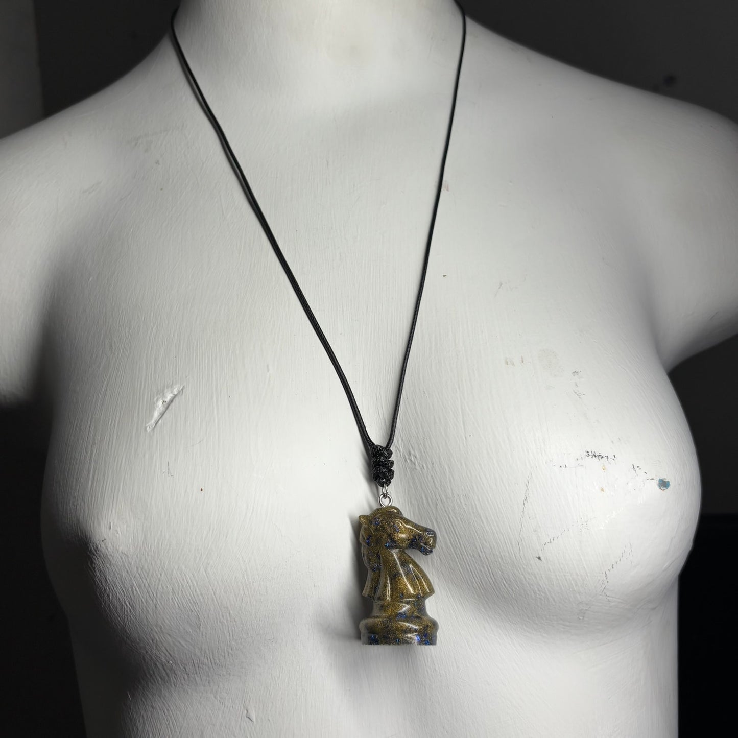 Dark Green Knight - Handmade Resin Chess Necklace