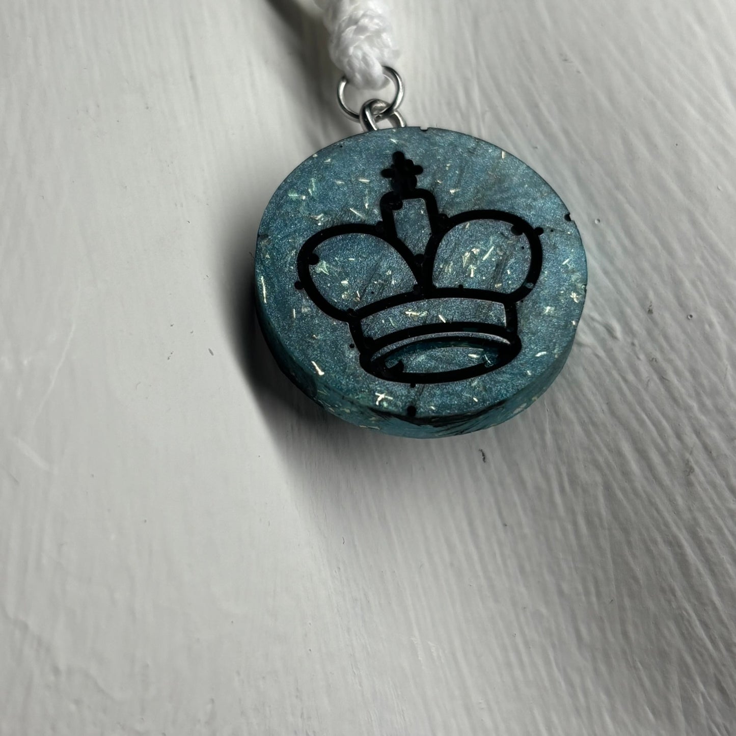 Majestic Blue King - Handmade Resin Chess Necklace