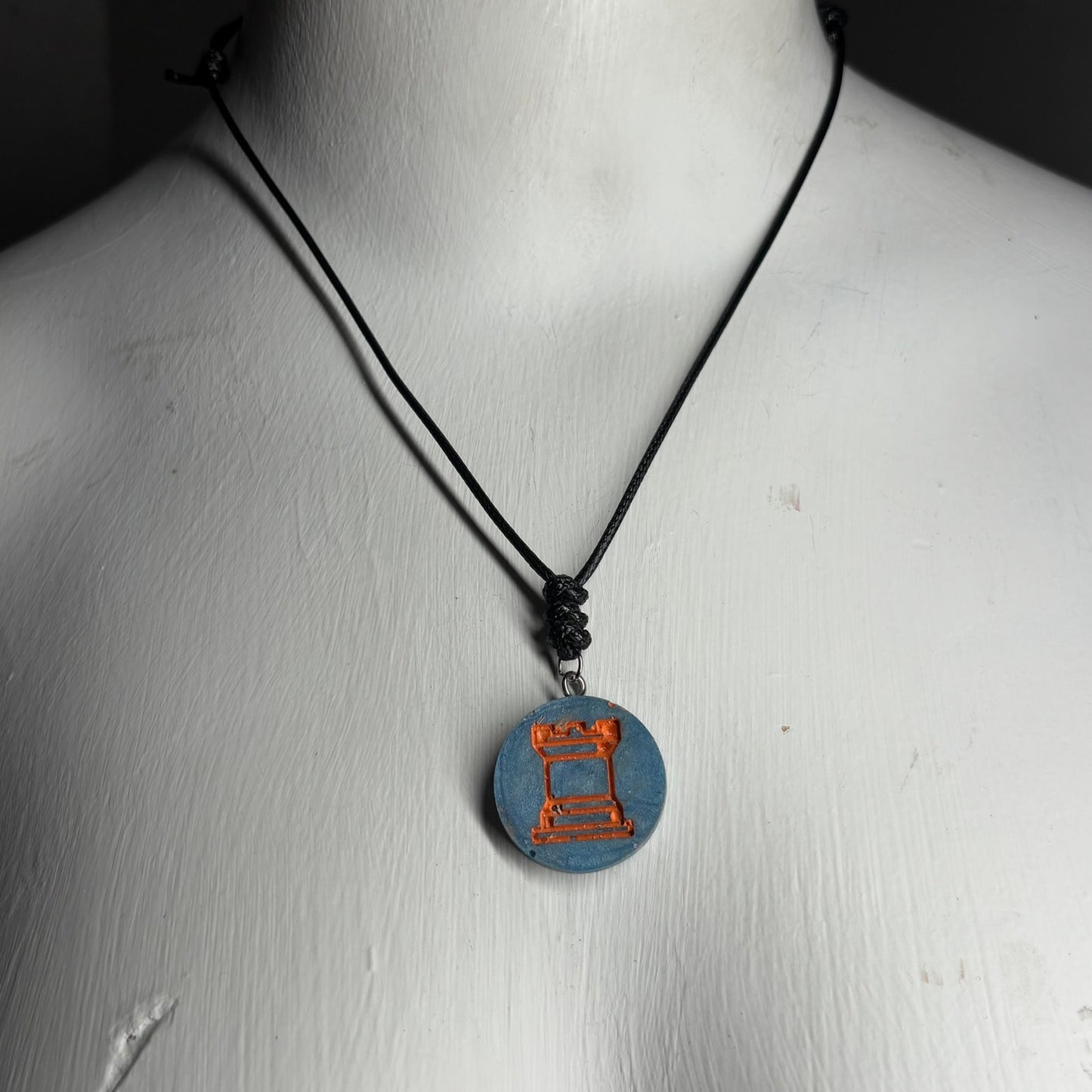 Orange Rook - Handmade Resin Chess Necklace