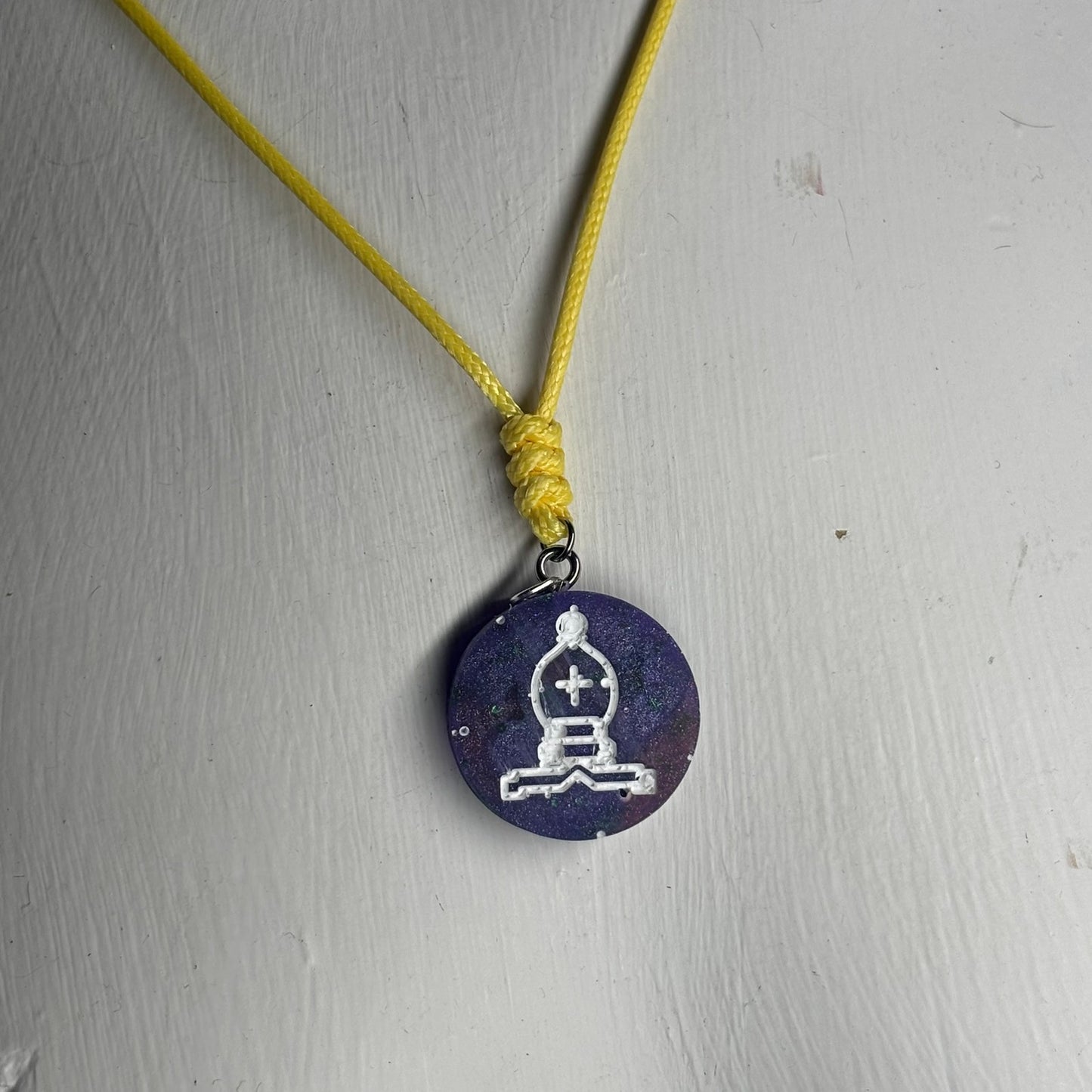 Space Purple Bishop - Handmade Resin Chess Necklace