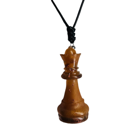 Brown Coffee Queen - Handmade Resin Chess Necklace