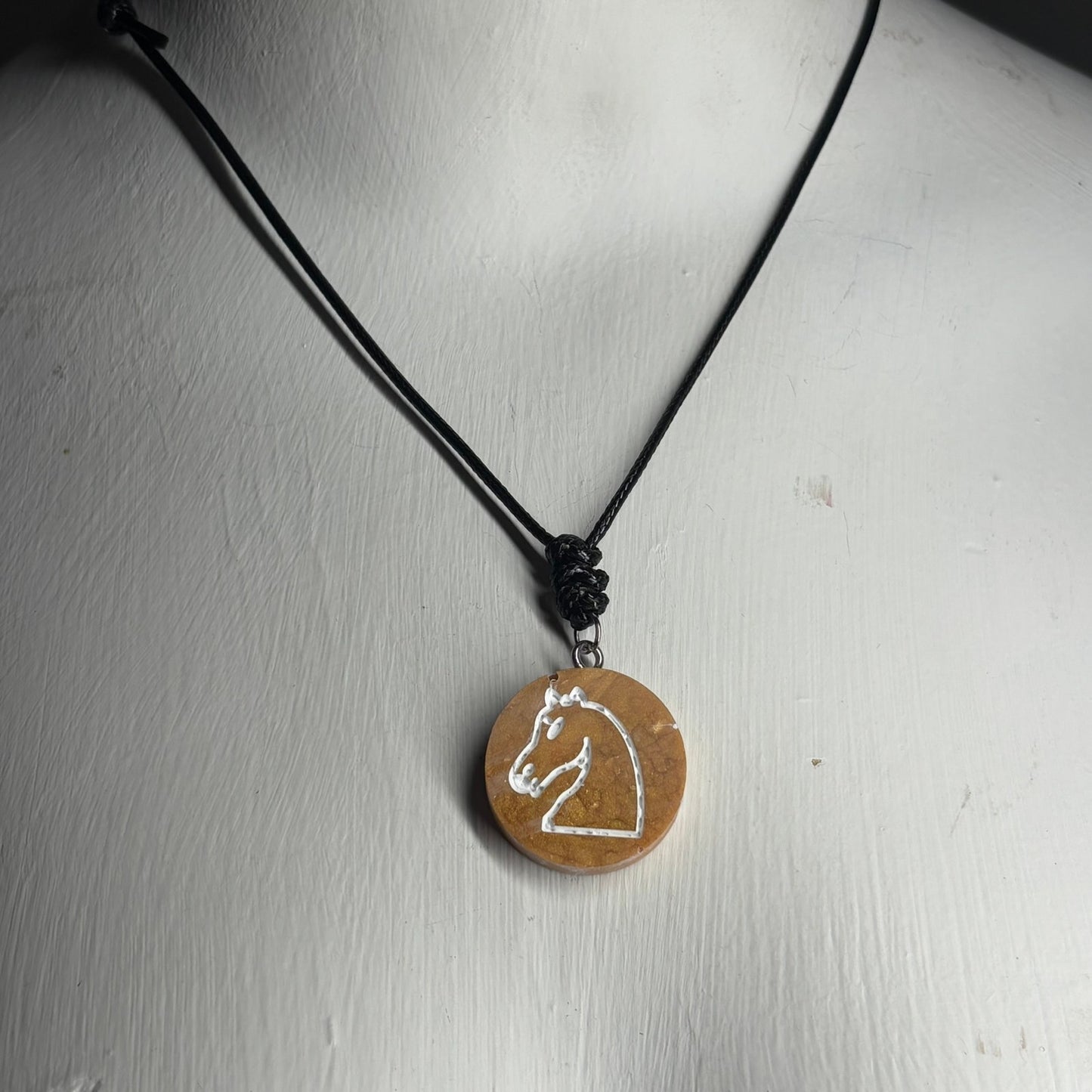 Golden Knight - Handmade Resin Chess Necklace