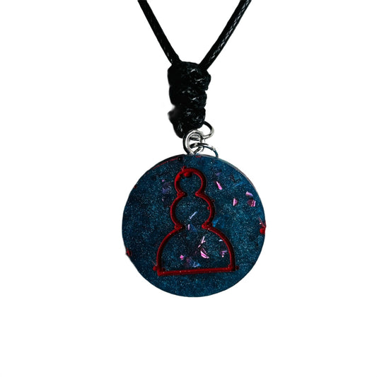 Dark Blue Pawn - Handmade Resin Chess Necklace