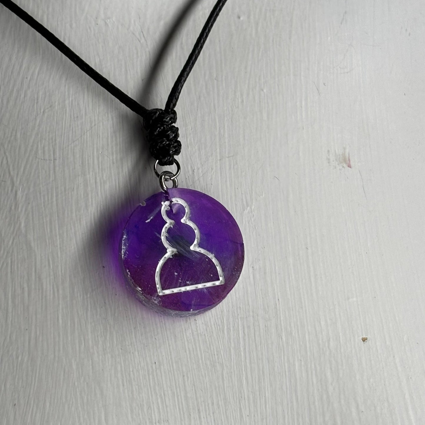 Purple Pawn - Handmade Resin Chess Necklace