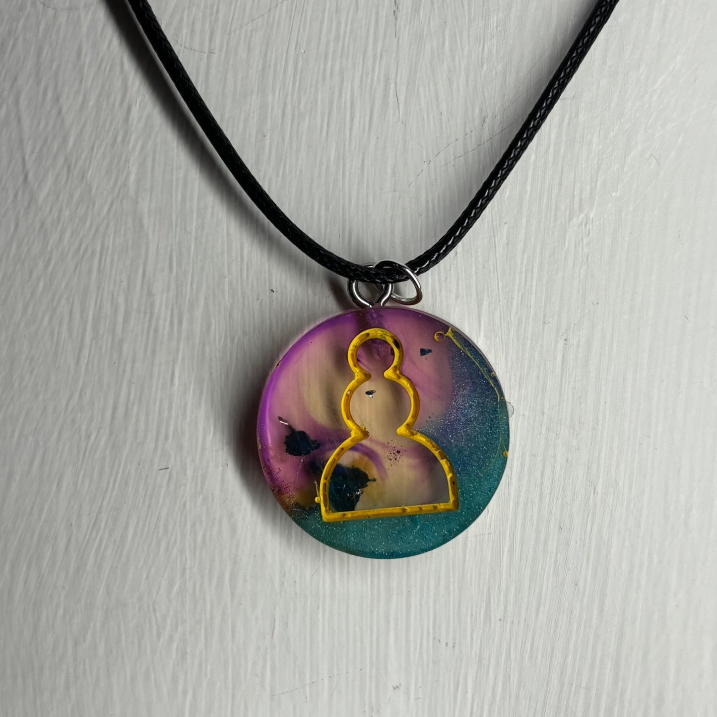 Color Mushed Pawn - Handmade Resin Chess Necklace