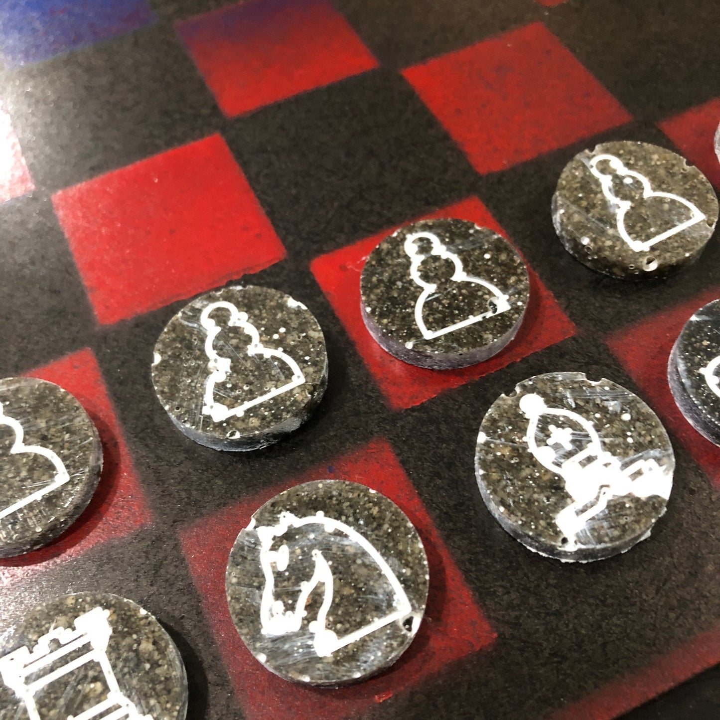 Stealth Blue & Red - Painted Chess Set
