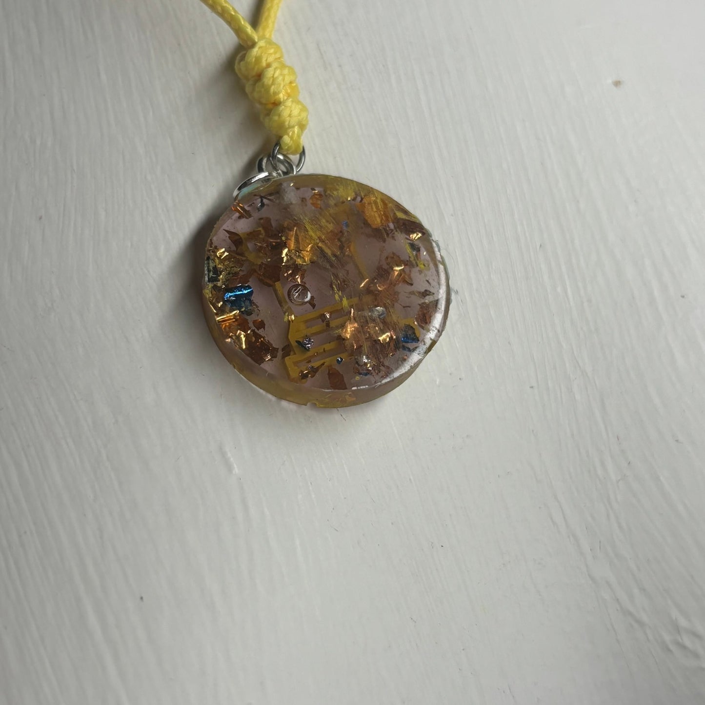 Crystal Yellow Rook - Handmade Resin Chess Necklace
