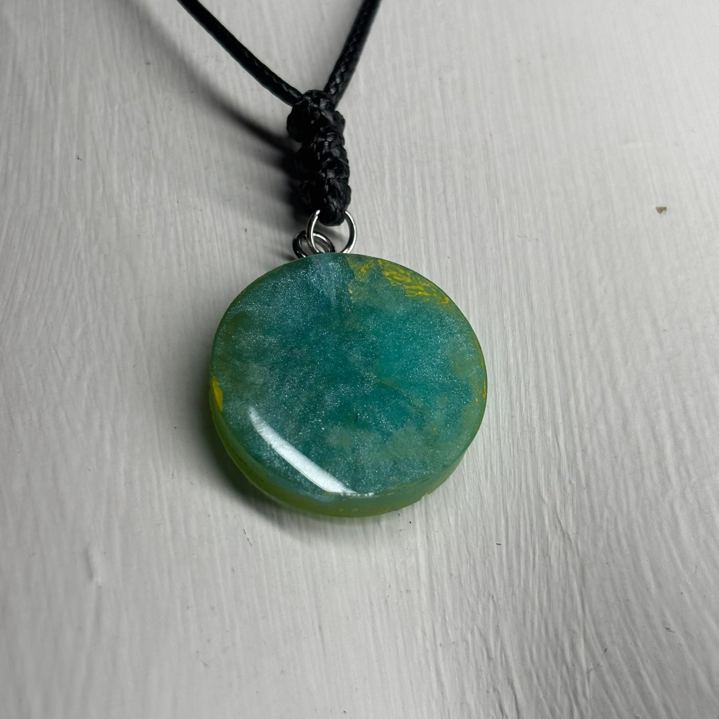 Green & Yellow Pawn - Handmade Resin Chess Necklace