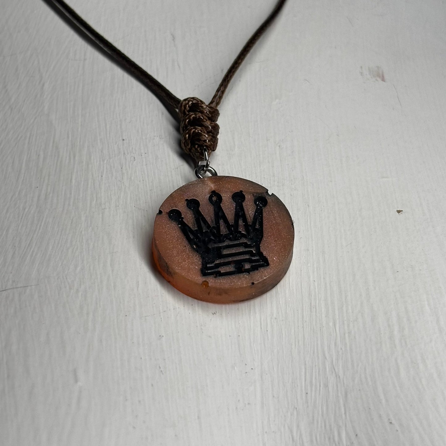 Bronze Queen - Handmade Resin Chess Necklace