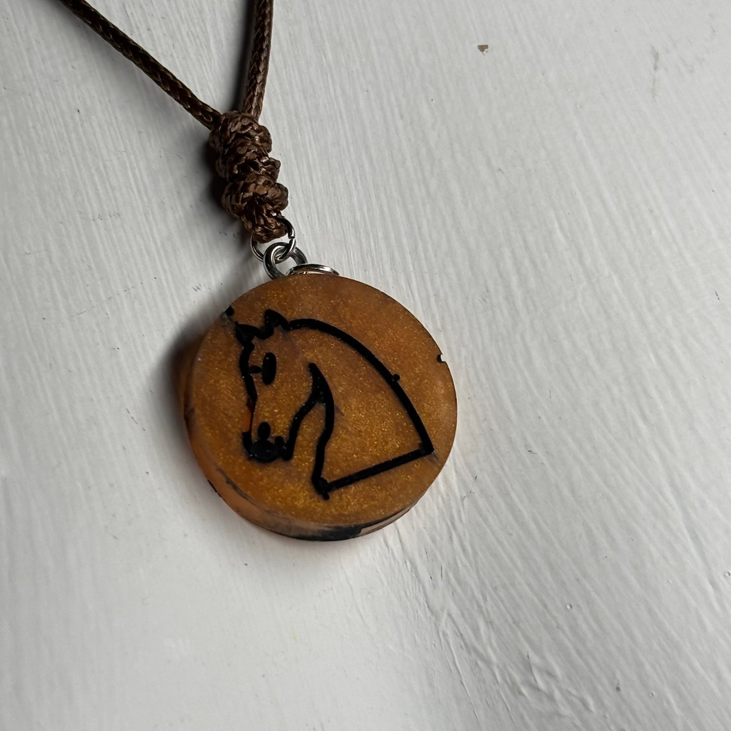 Orange Knight - Handmade Resin Chess Necklace