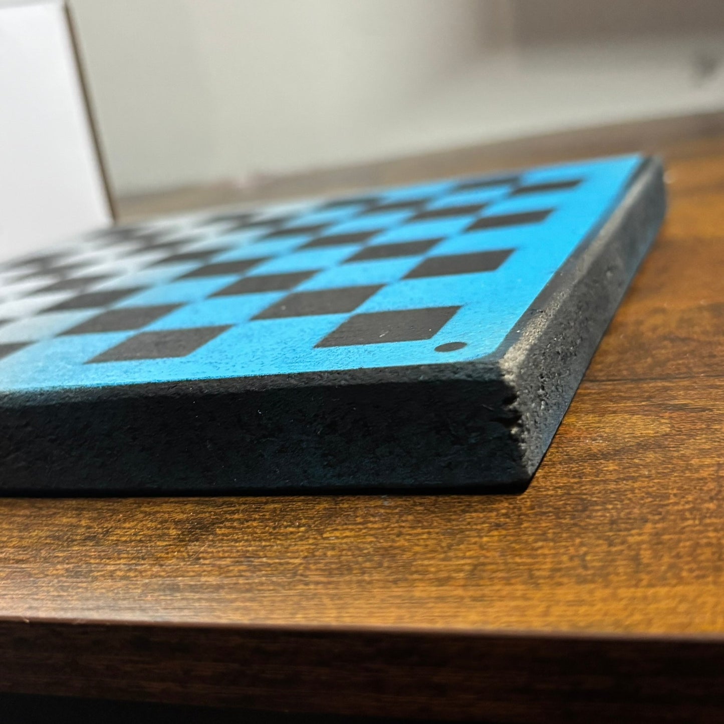 White & Blue - Painted Double Sided Chess Board