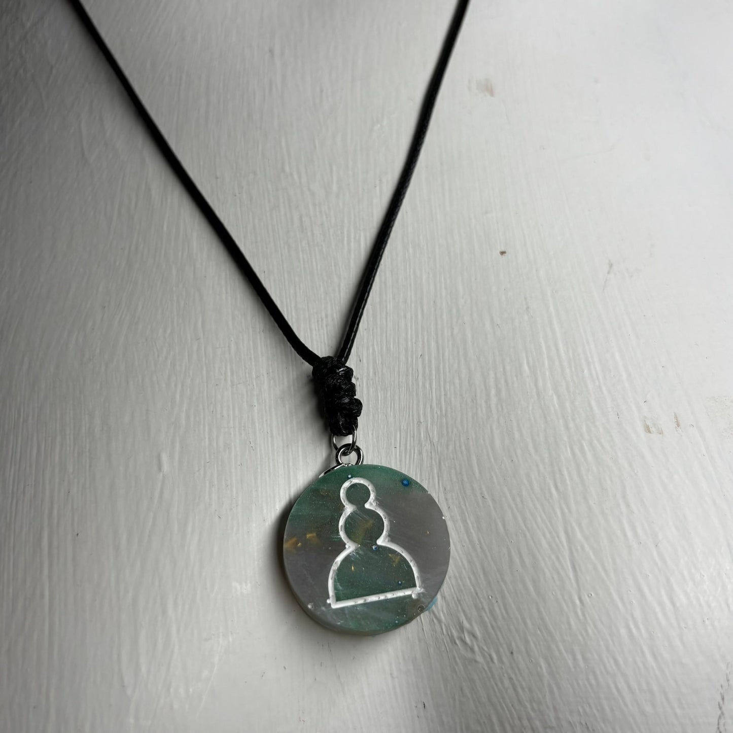 Moon Green Pawn - Handmade Resin Chess Necklace