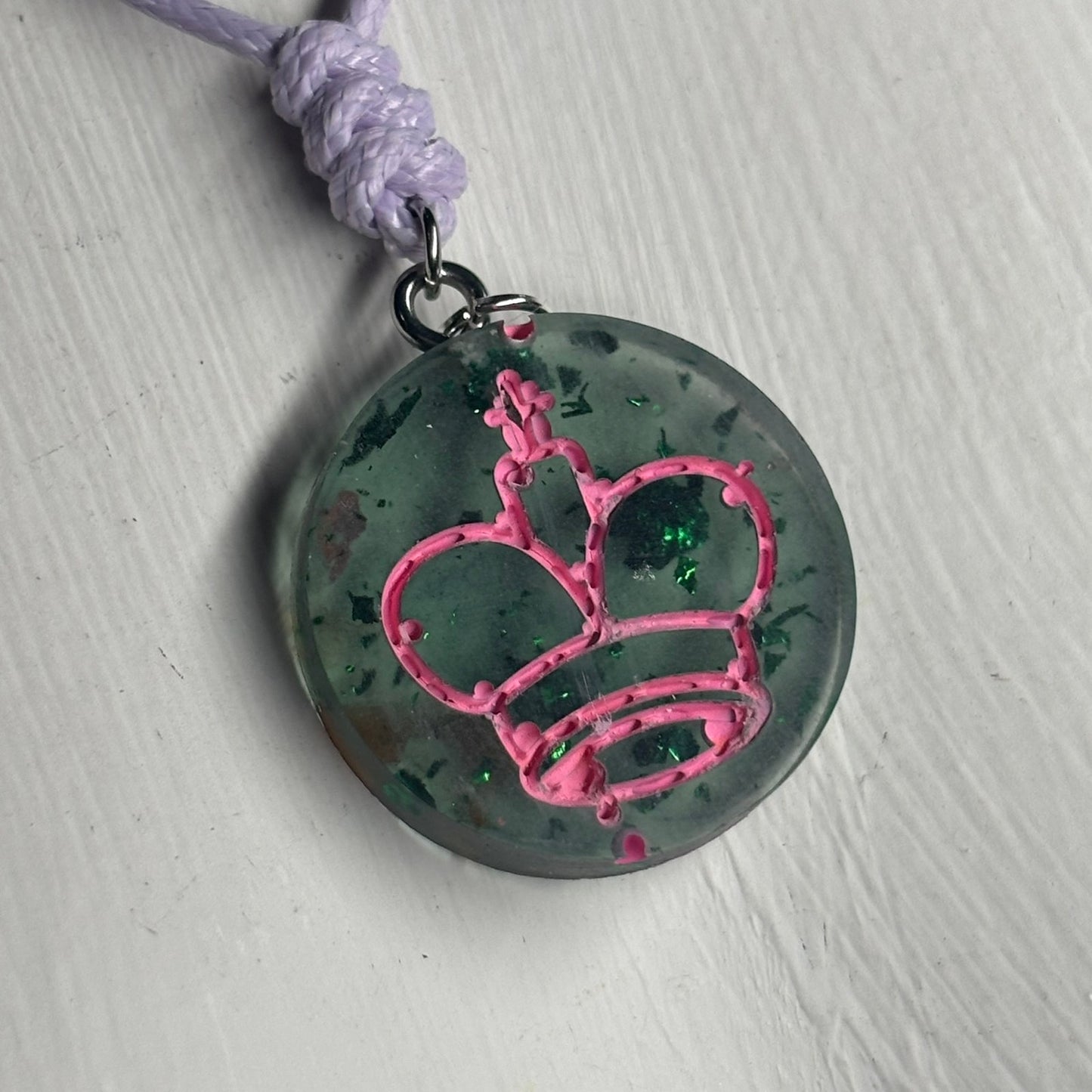 Pink King - Handmade Resin Chess Necklace