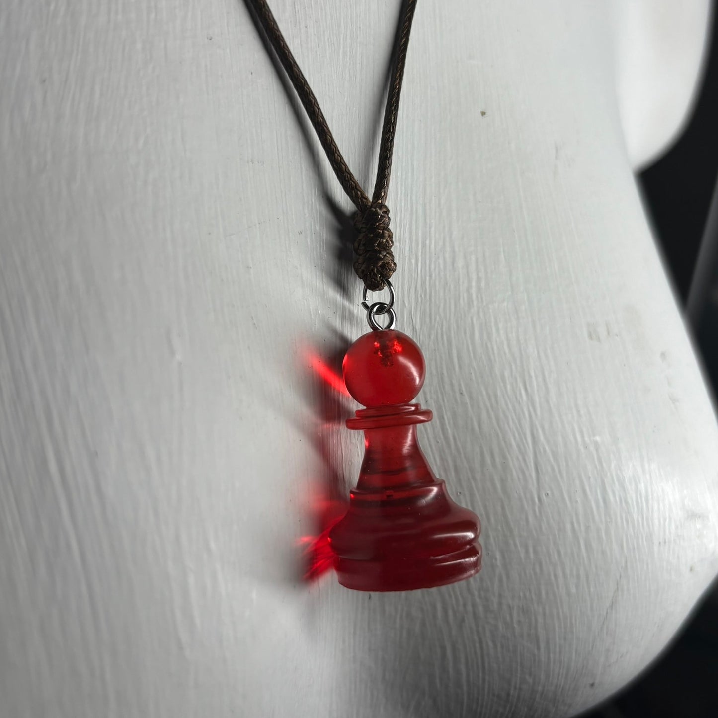 Red Translucent Pawn - Handmade Resin Chess Necklace