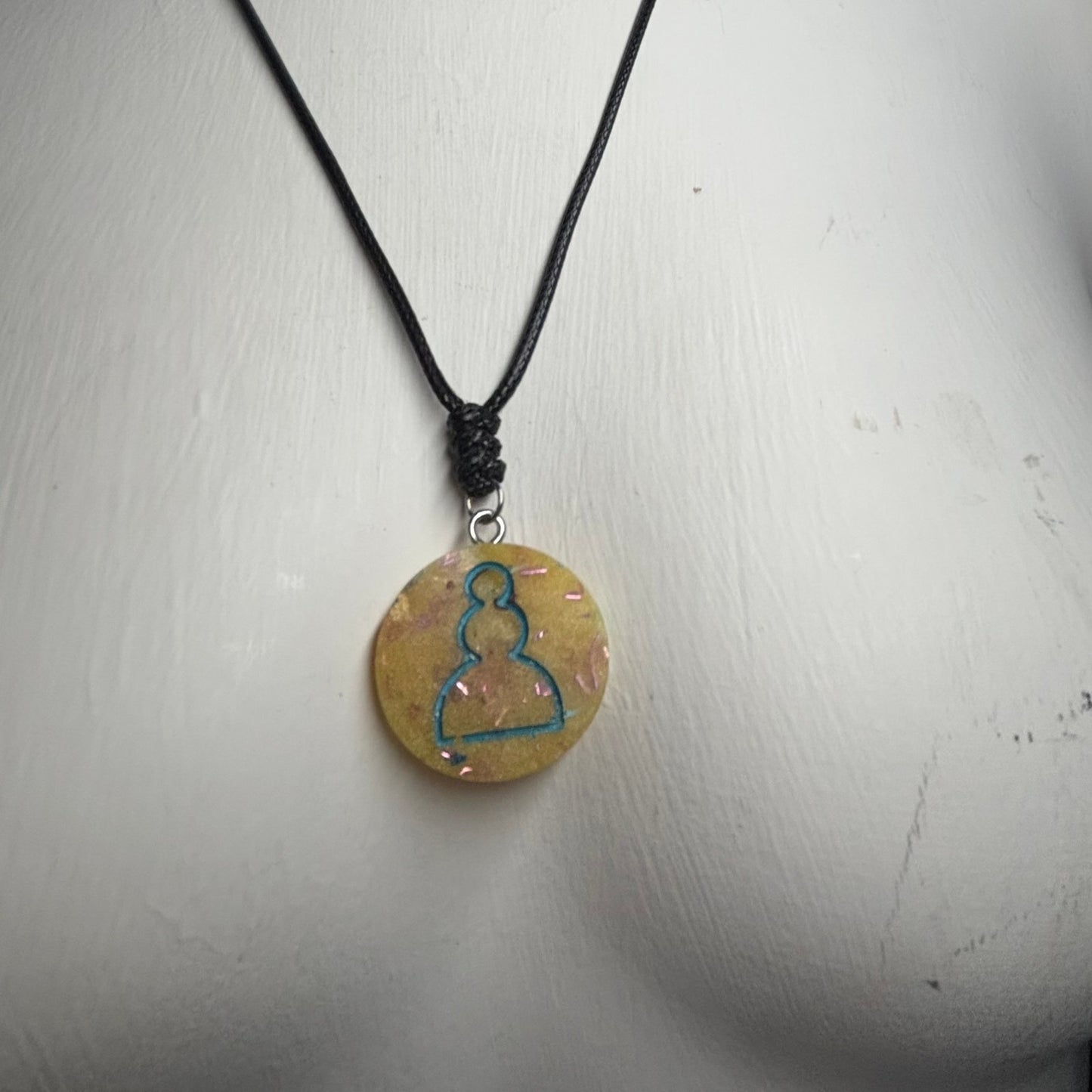 Yellow Crystal Pawn - Handmade Resin Chess Necklace