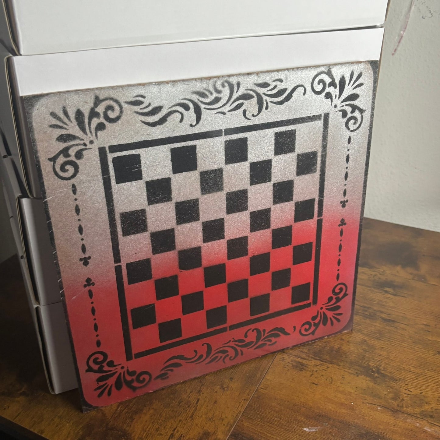 Red Cream - Painted Chess Board