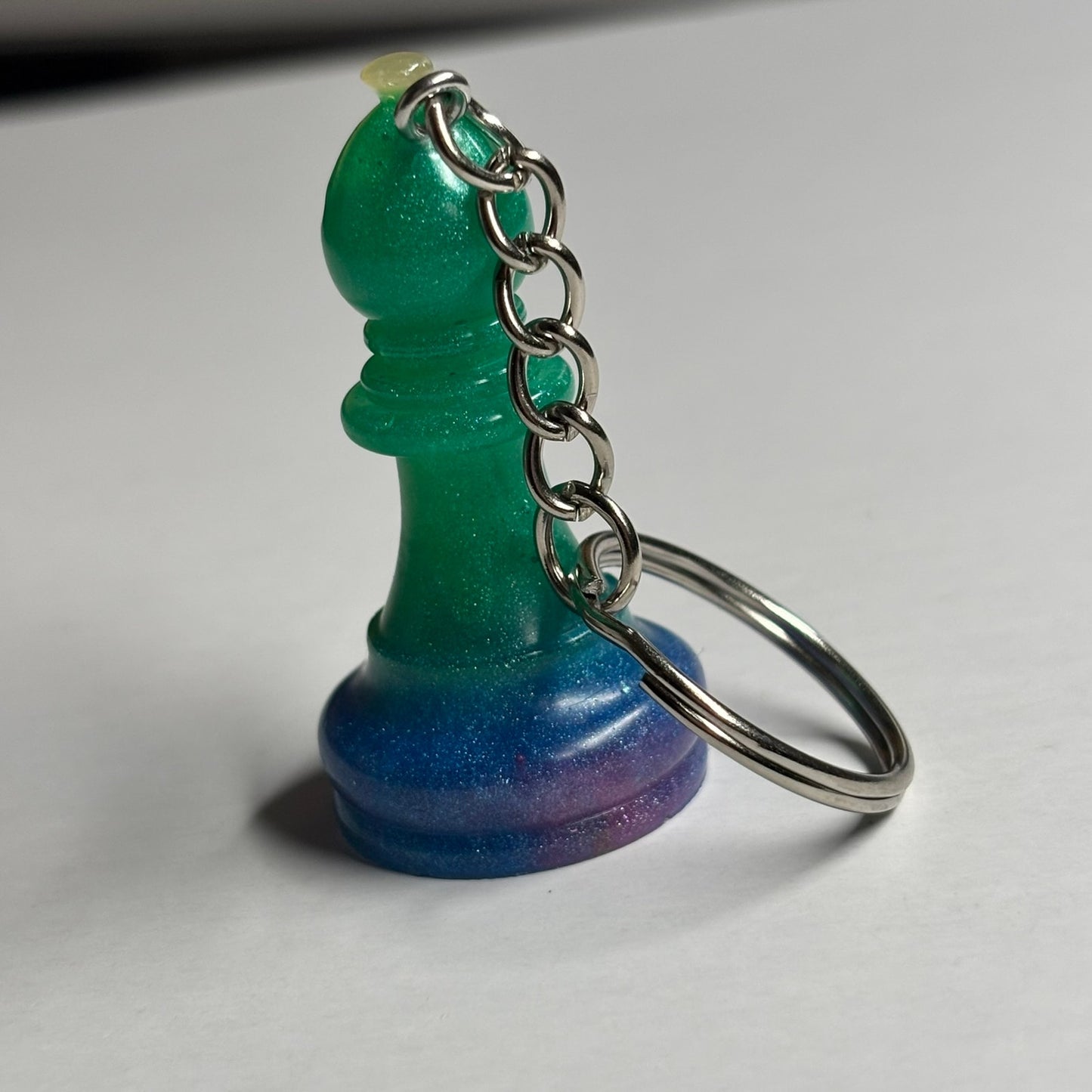 Galaxy Green Bishop - Handmade Resin Keychain