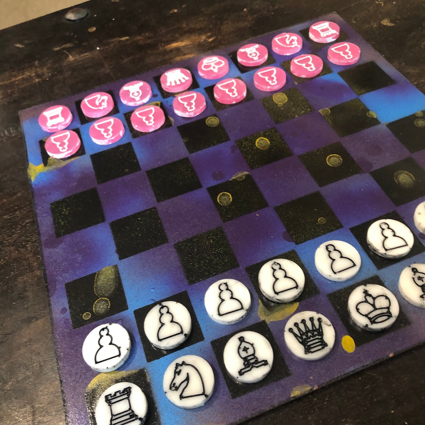Beautiful Purple Galaxy - Painted Chess Set