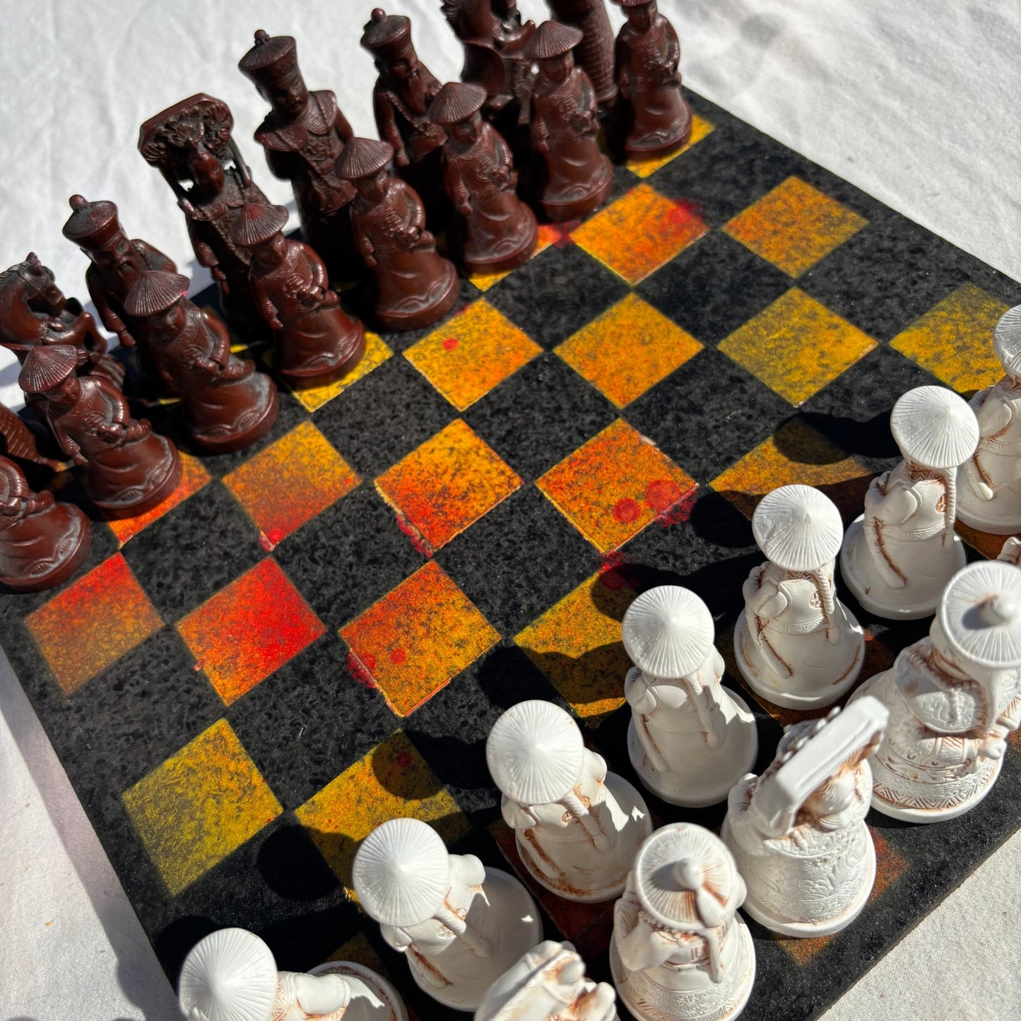 Fire Orange & Black  - Chinese Edition Chess Set