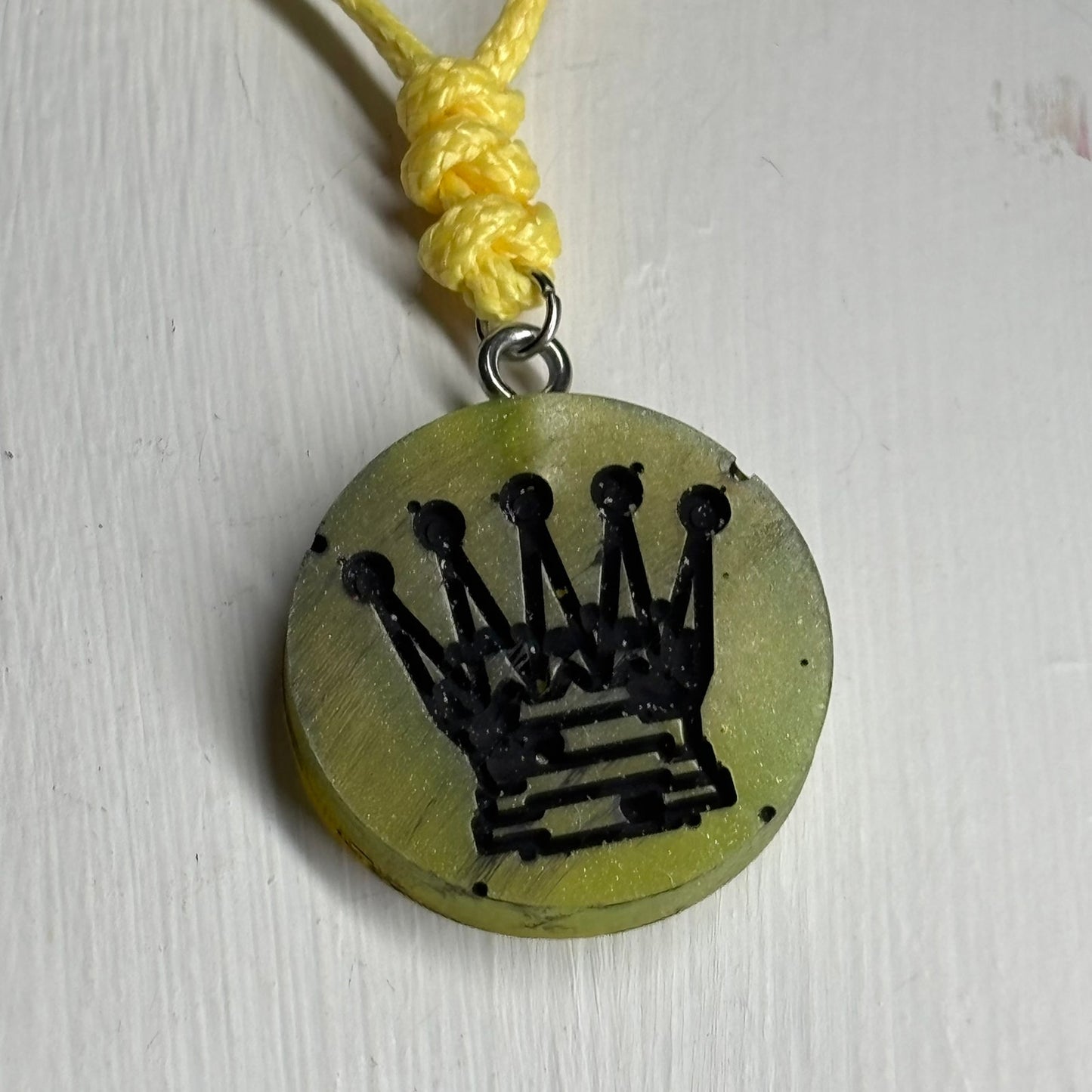 Lemon Green Queen - Handmade Resin Chess Necklace