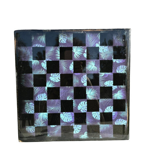 Blue Palms - Resin Coated Chess Board